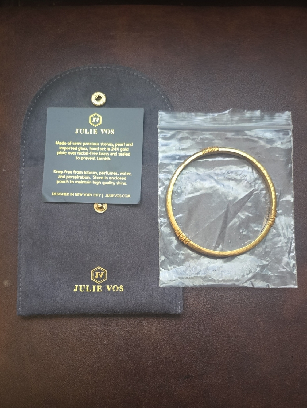 Julie Vos Gold Textured Narrow Bangle